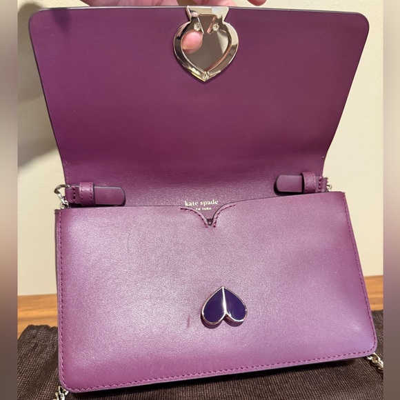 Kate Spade Nicola Purple Leopard Print Leather & Calf Hair Crossbody Bag - Picture 6 of 8